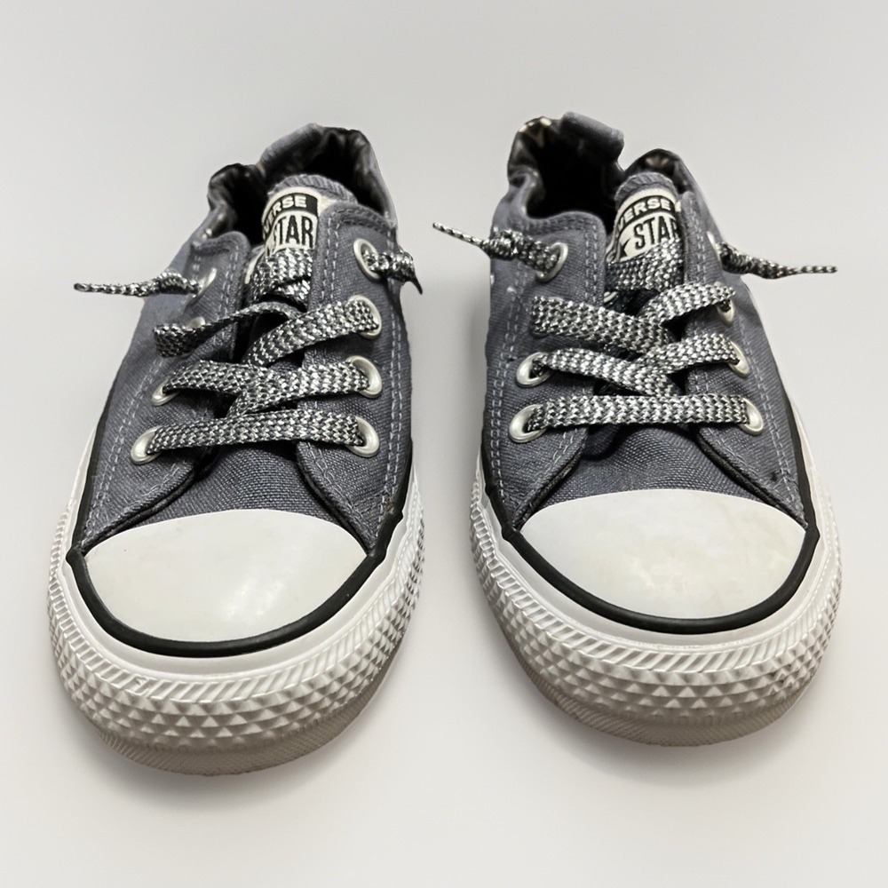 CONVERSE ALL STAR Shoes Women's Slip On Chuck Taylor SZ 6 Gray Sparkly Sneakers‎